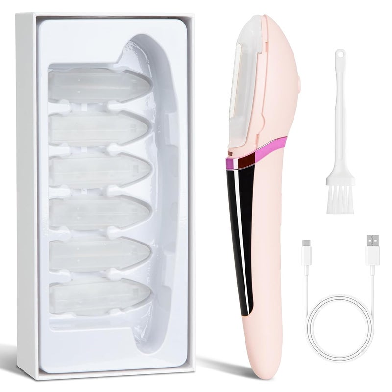 Chendssfkd Dermaplane Razor for Women Face, Rechargeable Dermaplane Razor with LED Light, Edge Technology for Facial Hair, Exfoliating and Peach Fuzz-4 Refill Blades & 2 Exfoliation Tips - Image 1